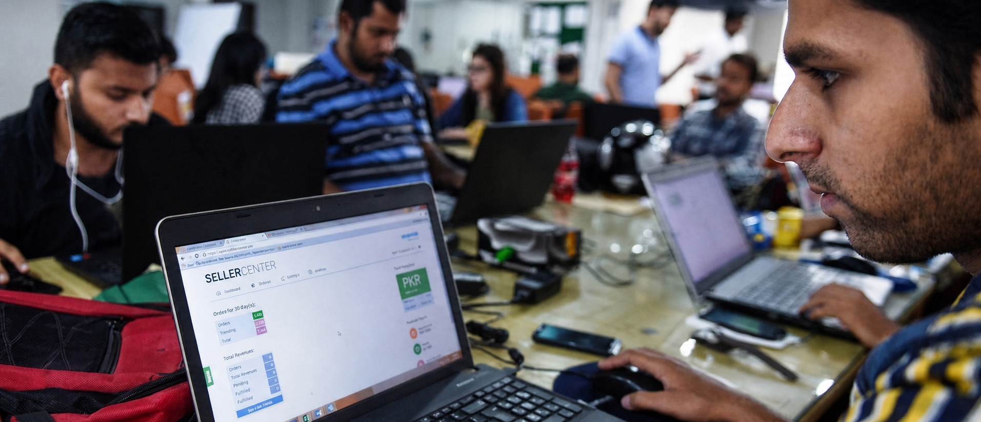 Cybersecurity team working in modern office