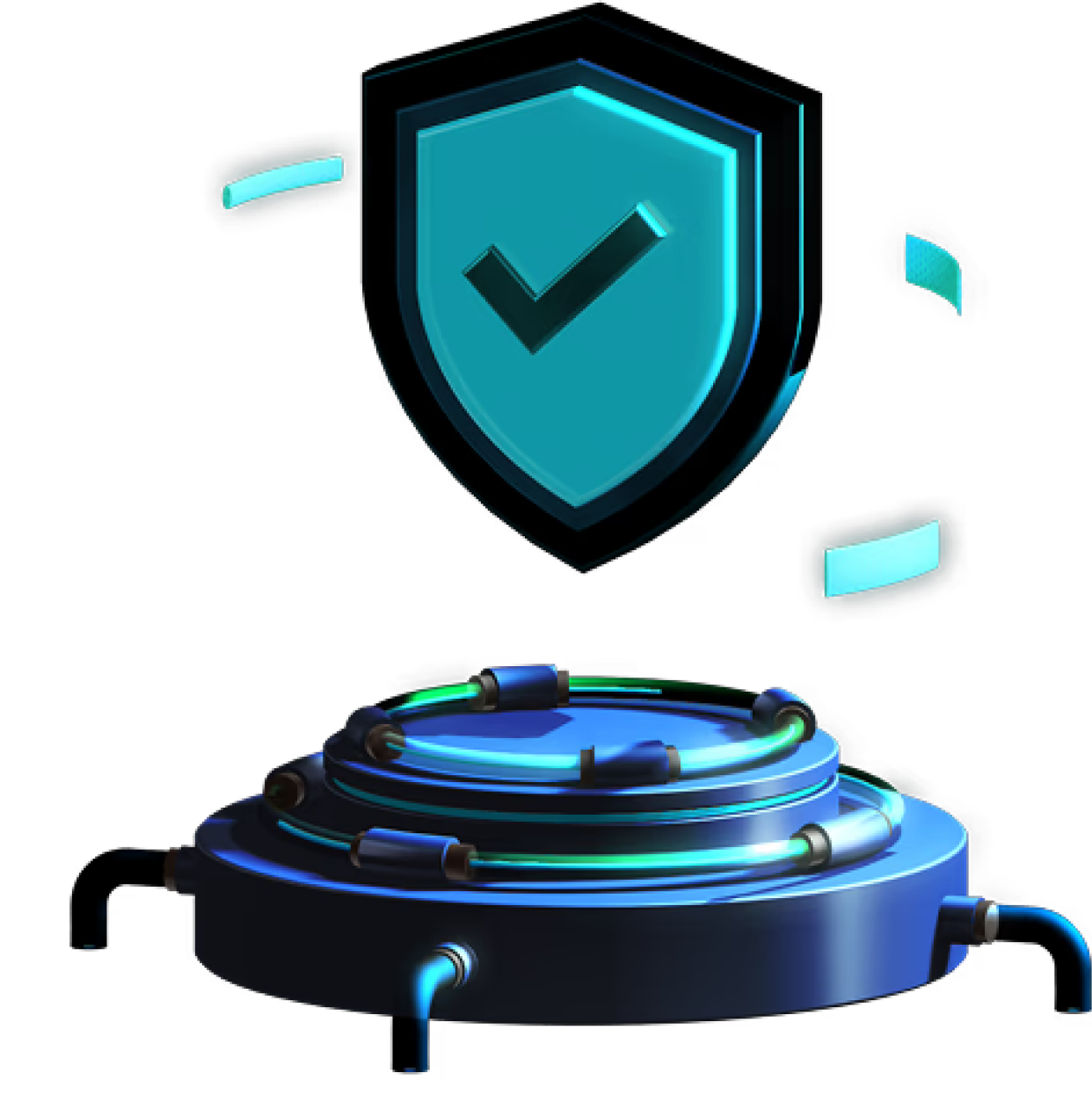 Cybersecurity shield on platform